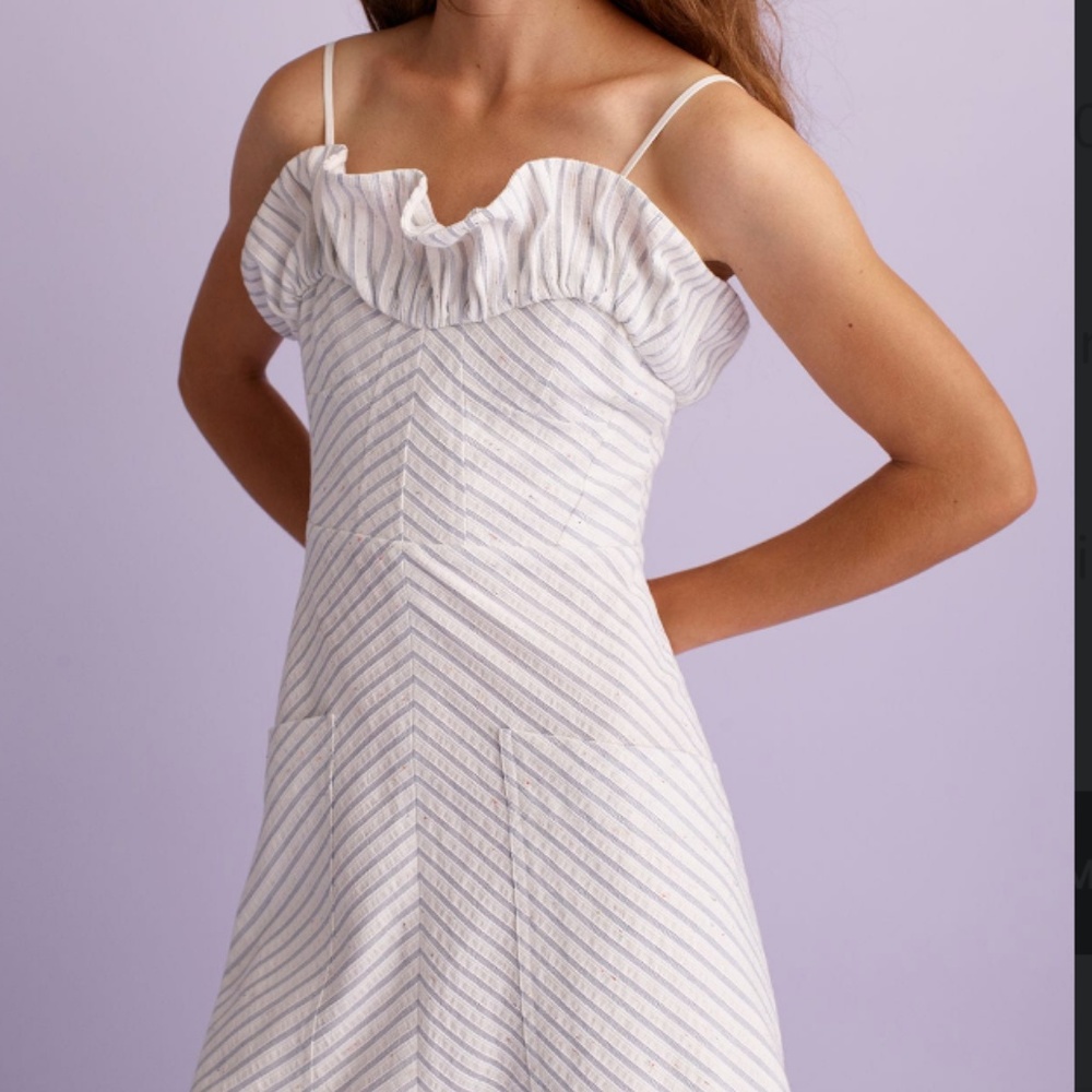 SOLD!!   Rebecca Taylor Multi Color Stripe Ruffle Dress